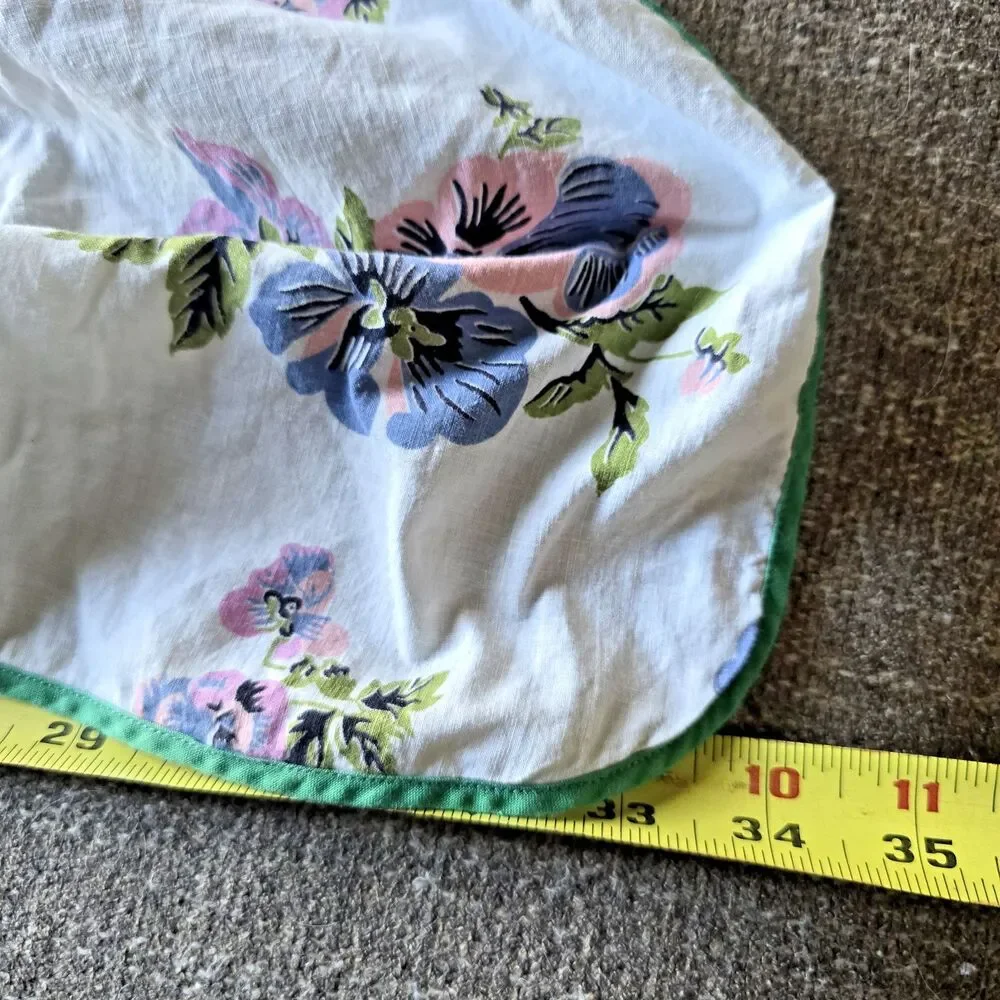 Vintage Floral Half Apron Pansy Print Cotton Retro Kitchen Hostess Pocket OS